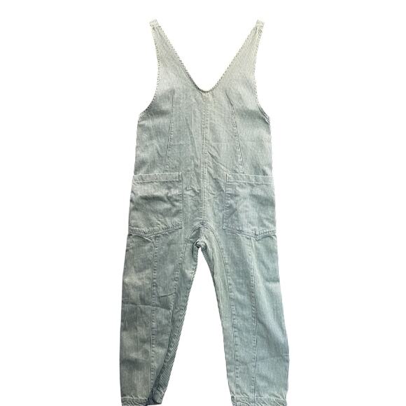 Free People Pinstripe Jumpsuit in Soft Blue - Picture 1 of 9